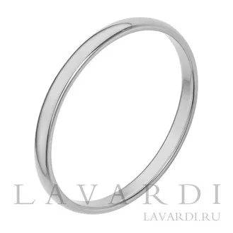 Обручальное кольцо из белого золота 2 мм