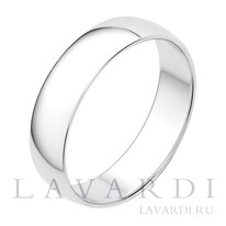 Обручальное кольцо из белого золота 5 мм 19.5 размер