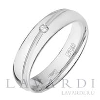 Обручальное кольцо с бриллиантом из белого золота 5 мм