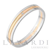 Обручальное кольцо с бриллиантом двухсплавное 3,5 мм