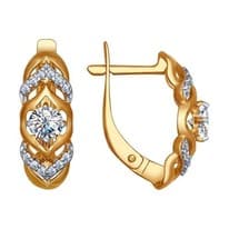 Серьги из золочёного серебра с фианитами