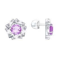 Серьги из серебра с аметистами и фианитами