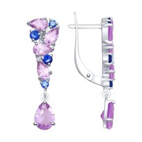 Серьги из серебра с аметистами и фианитами