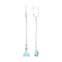 Серьги из серебра с топазами и фианитами