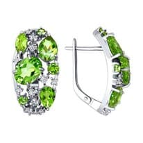 Серьги из серебра с фианитами и хризолитами