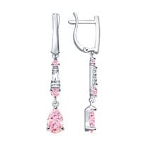 Серьги из серебра с фианитами