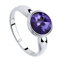 Кольцо из серебра с сиреневым кристаллом Swarovski