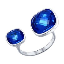 Кольцо из серебра с синими кристаллами swarovski