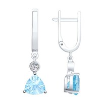 Серьги из серебра с топазами и фианитами