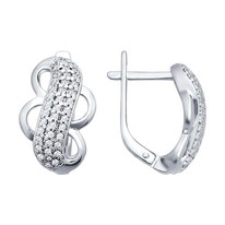 Серьги из серебра с фианитами