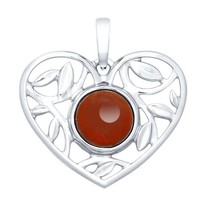 Серебряная подвеска «Сердце» с гранатом