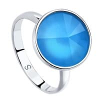 Кольцо из серебра с голубым кристаллом Swarovski
