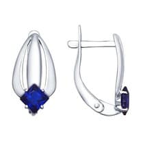 Серьги из серебра с синими фианитами