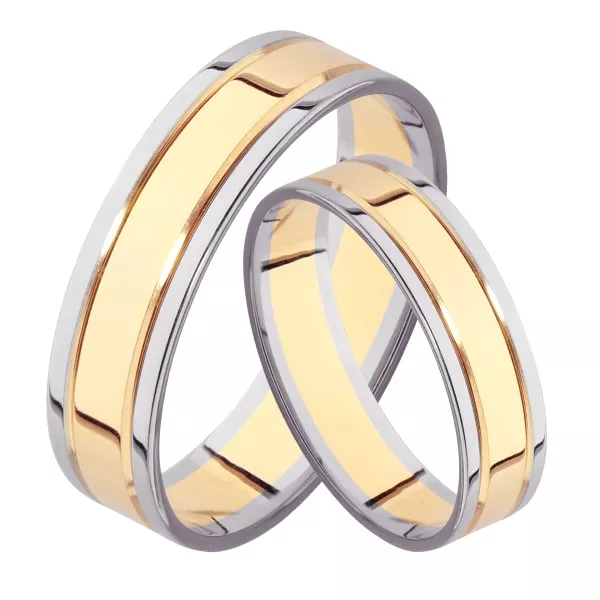 Обручальные кольца парные из желтого и белого золота 5 мм - LAVARDI