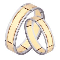 Обручальные кольца парные из желтого и белого золота 5 мм