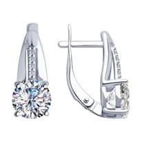 Серьги из серебра с фианитами