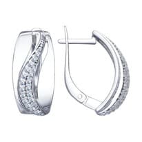 Серьги из серебра с фианитами