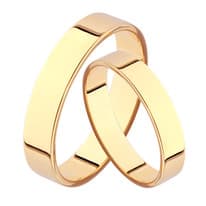 Парные обручальные кольца прямые "шайба" из классического золота 4мм