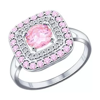 Кольцо из серебра с розовыми фианитами 94011800