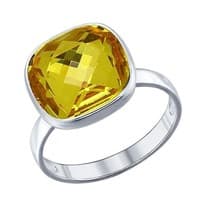 Кольцо из серебра с жёлтым кристаллом swarovski