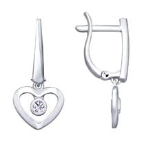 Серьги из серебра с фианитами