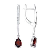 Серьги из серебра с гранатами и фианитами