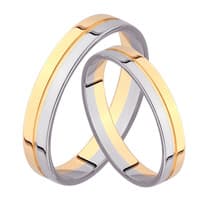 Парные обручальные кольца прямые "шайба" из красного и белого золота 4мм