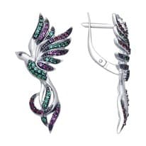 Серьги из серебра с фианитами