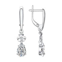 Серьги из серебра с белыми фианитами