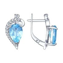 Серьги из серебра с топаз sky ситаллами и фианитами