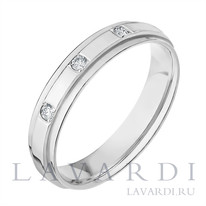 Обручальное кольцо с 3 бриллиантами 4 мм