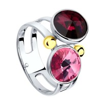 Кольцо из серебра с цветными кристаллами Swarovski