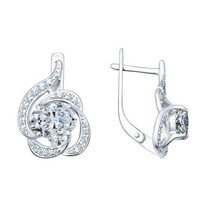 Серьги из серебра с фианитами