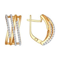 Серьги из золочёного серебра с фианитами