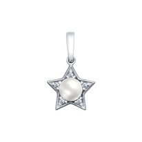 Подвеска в виде звезды с жемчугом Swarovski и фианитами