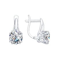 Серьги из серебра с фианитами