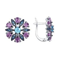 Серьги из серебра с миксом камней