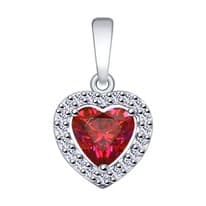 Подвеска из серебра с бесцветными и красным Swarovski Zirconia