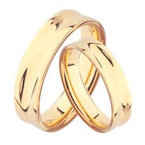 Парные обручальные кольца в форме бесконечной волны из классического золота 6мм