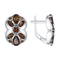 Серьги из серебра с раухтопазами