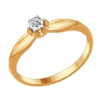 Кольцо из золочёного серебра со Swarovski Zirconia