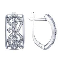 Серьги из серебра с фианитами
