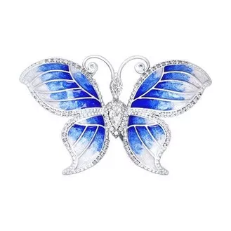 Брошь «Бабочка», украшенная эмалью и фианитами 94040052