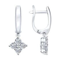 Серьги из серебра с фианитами