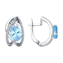 Серьги из серебра с топаз sky ситаллами и фианитами