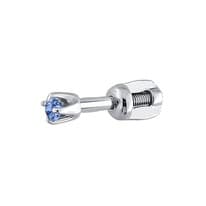 Серьги одиночные из серебра с голубым фианитом
