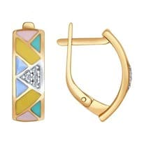 Серьги из серебра с эмалью и фианитами