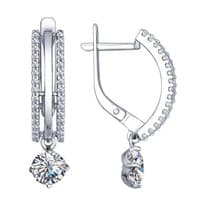 Серьги из серебра с фианитами
