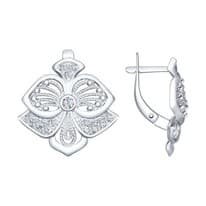 Серьги из серебра с фианитами