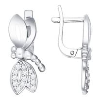 Серьги из серебра с фианитами